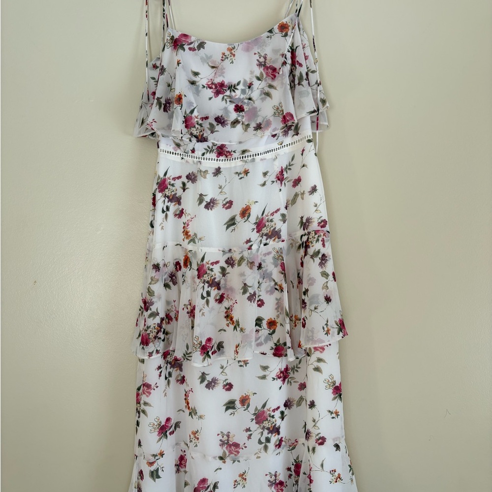 Wayf Floral Midi Dress - White and Pink